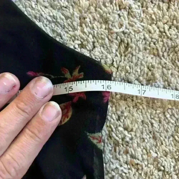 CDC Y2K Spaghetti Strap Black Red Floral Slip Dress Mesh V Neck Size 8 - Picture 4 of 9